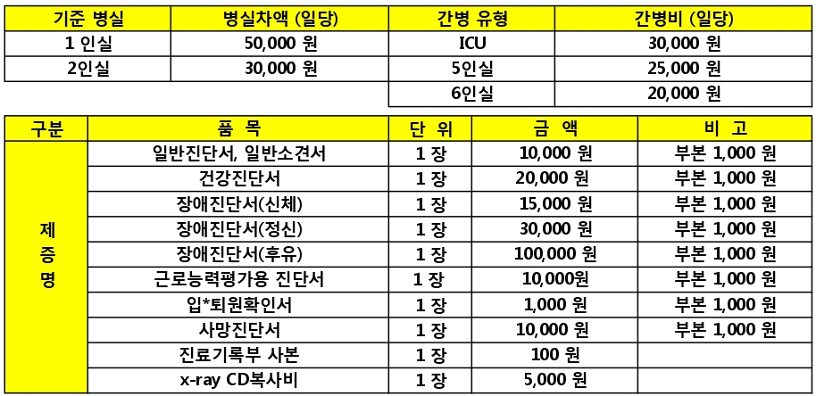 비급여 보수표